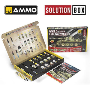 AMMO of Mig Jimenez 7729 SOLUTION BOX 23 – WWII German Late War Vehicles. Colors and Weathering System – zdjęcie 2