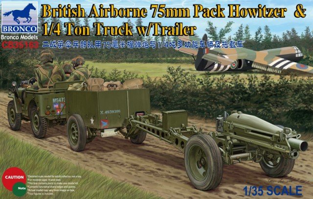 Bronco CB35163 British Airborne 75mm Pack Howitzer 1/4 Ton Truck w/Trailer 1/35