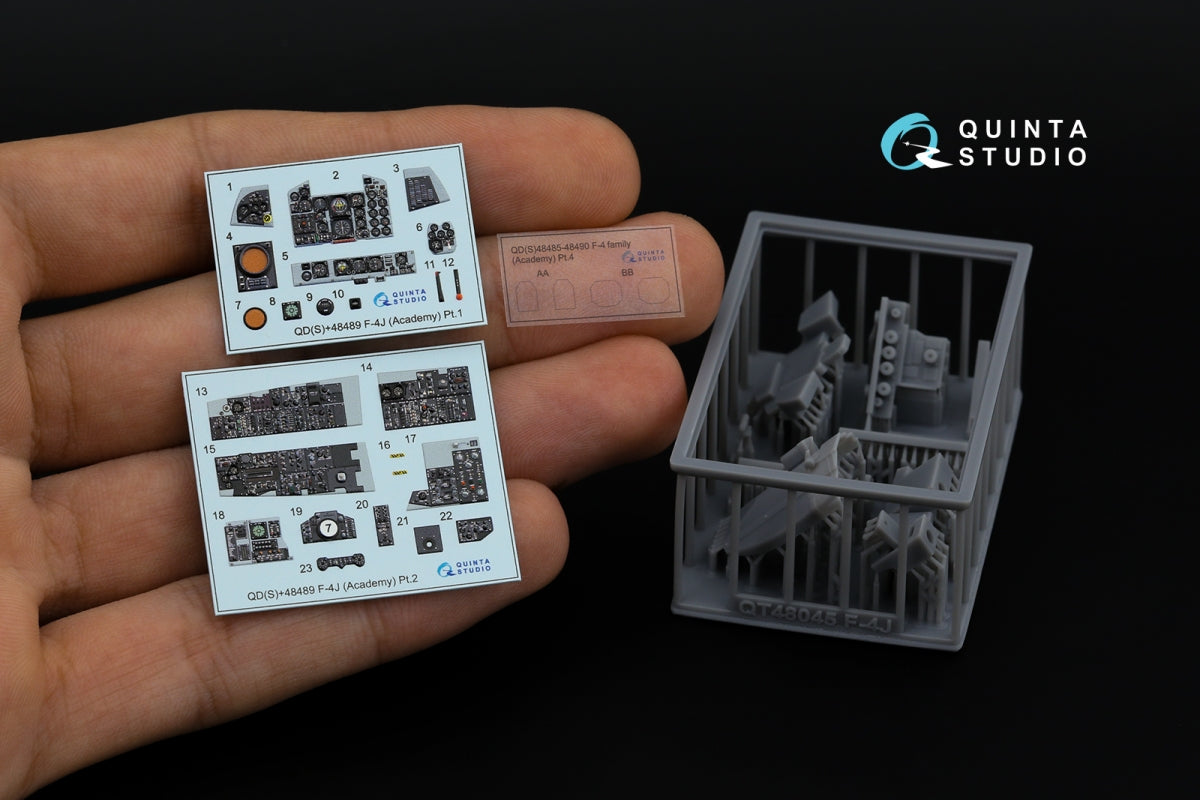 Quinta Studio QDS+48489 F-4J Phantom II 3D-Printed &amp;amp; coloured Interior on decal paper (Academy) (Small version) (with 3D-printed resin parts) 1/48 – zdjęcie 2