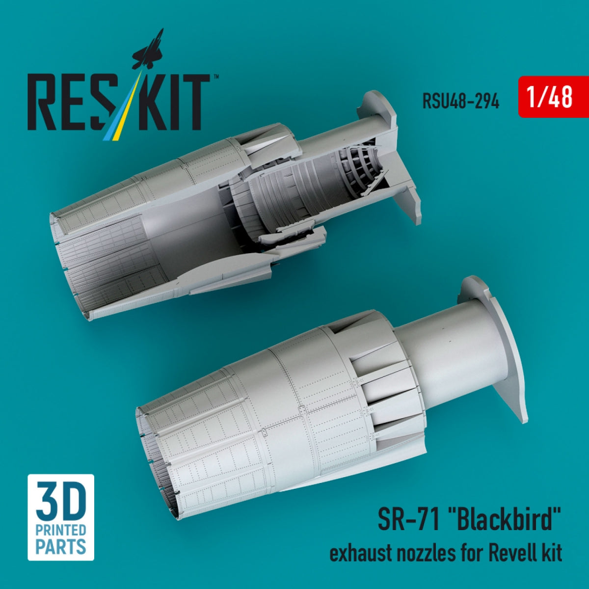 RESKIT RSU48-0294 SR-71 "Blackbird" exhaust nozzles for Revell kit (3D printed) 1/48