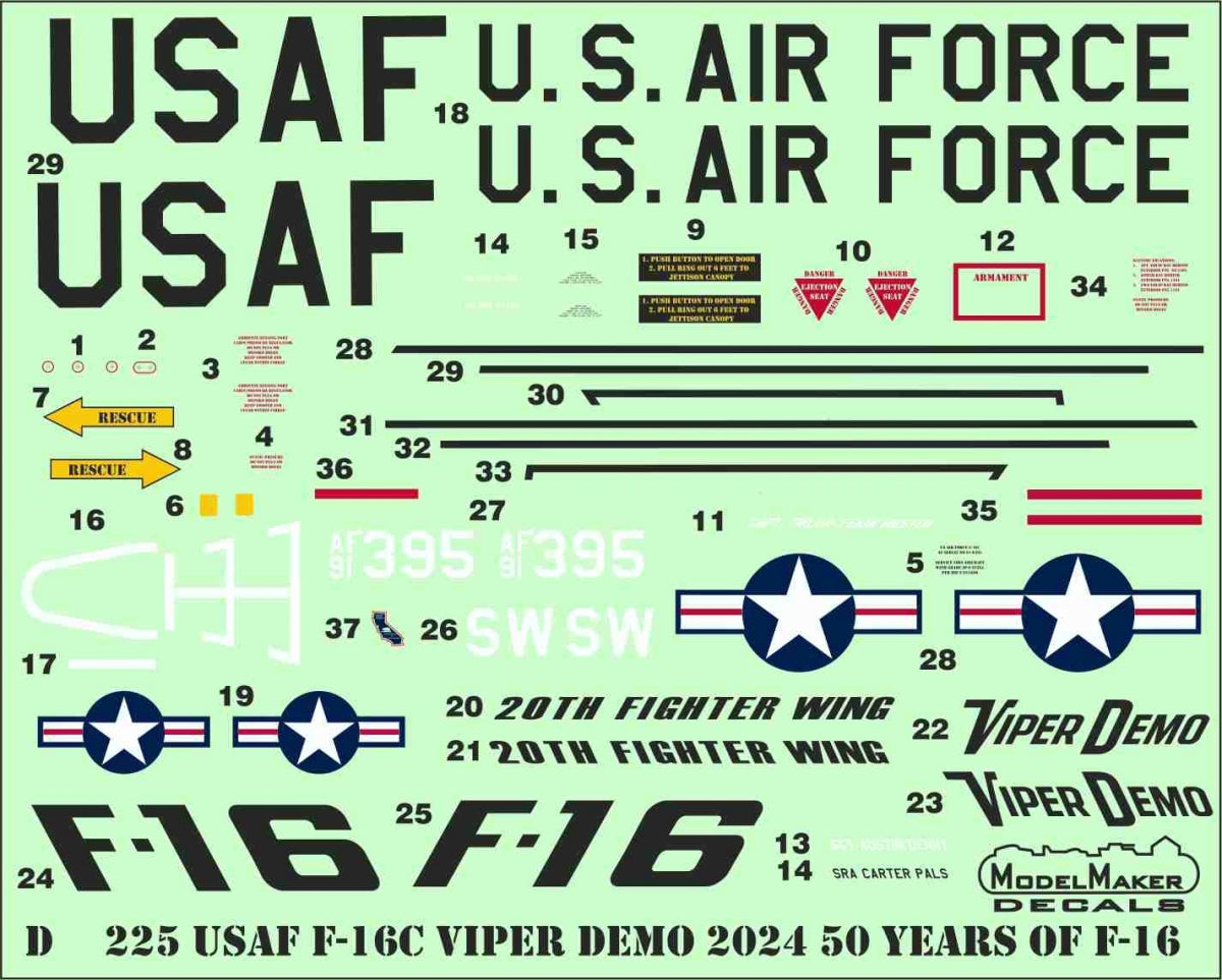 ModelMaker Decals D48225 USAF F-16C Viper Demo 2024 50 Years of F-16 1/48 – image 2