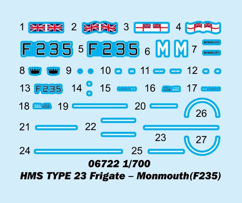 Trumpeter 06722 HMS TYPE 23 Frigate – Monmouth(F235) 1/700 – zdjęcie 3