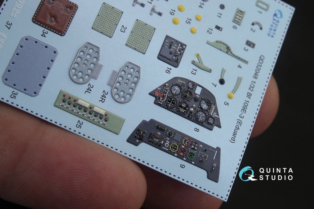 Quinta Studio QD32048 Bf 109E-3 3D-Printed &amp;amp; colored Interior on decal paper (for Eduard kit) 1/32 – image 4