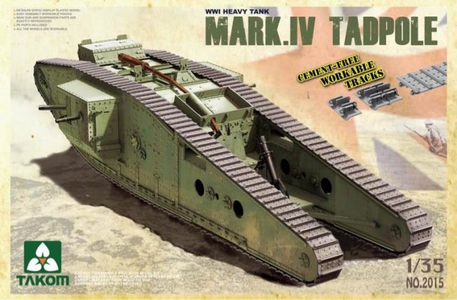 Takom 2015 WWI HEAVY TANK w/REAR MORTAR MARK IV Male Tadpole 1/35