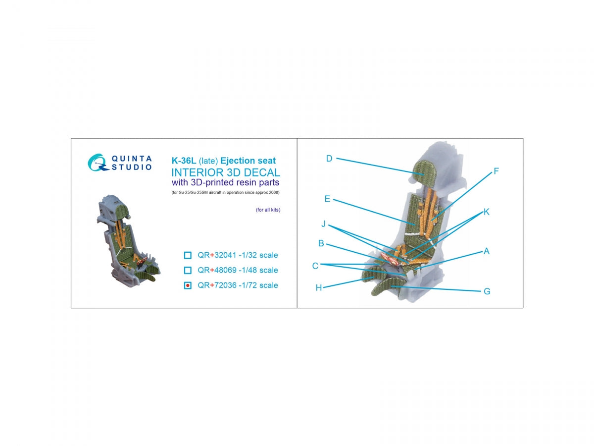 Quinta Studio QR+72036 K-36L (late) ejection seat (for Su-25/Su-25SM aircraft since 2008) (All kits) 1/72 – image 3
