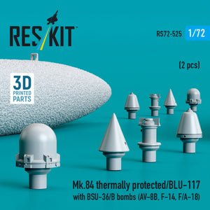 RESKIT RS72-0525 Mk.84 thermally protected/BLU-117 with BSU-36/B bombs (2 pcs) (3D Printed) 1/72 – image 2