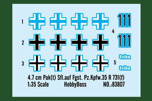 Hobby Boss 83807 4.7 cm Pak(t) Sfl.auf Fgst. Pz.Kpfw.35 R 731(f) 1/35 – image 4