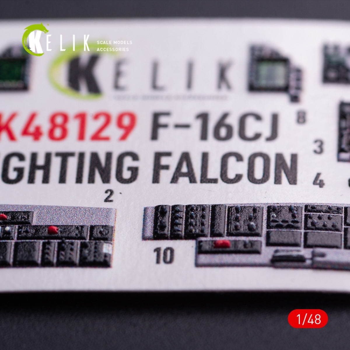 Kelik K48129 F-16CJ - interior 3D decals for Hasegawa kit 1/48