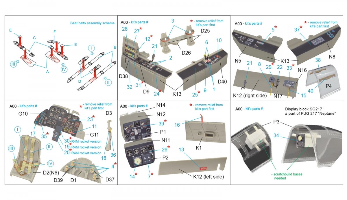 Quinta Studio QD32070 Me 262B1a/U-1 3D-Printed &amp;amp; colored Interior on decal paper (Trumpeter) 1/32 – image 12