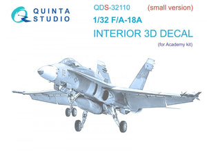 Quinta Studio QDS-32110 F/A-18A 3D-Printed &amp;amp; colored Interior on decal paper (Academy) (Small version) 1/32
