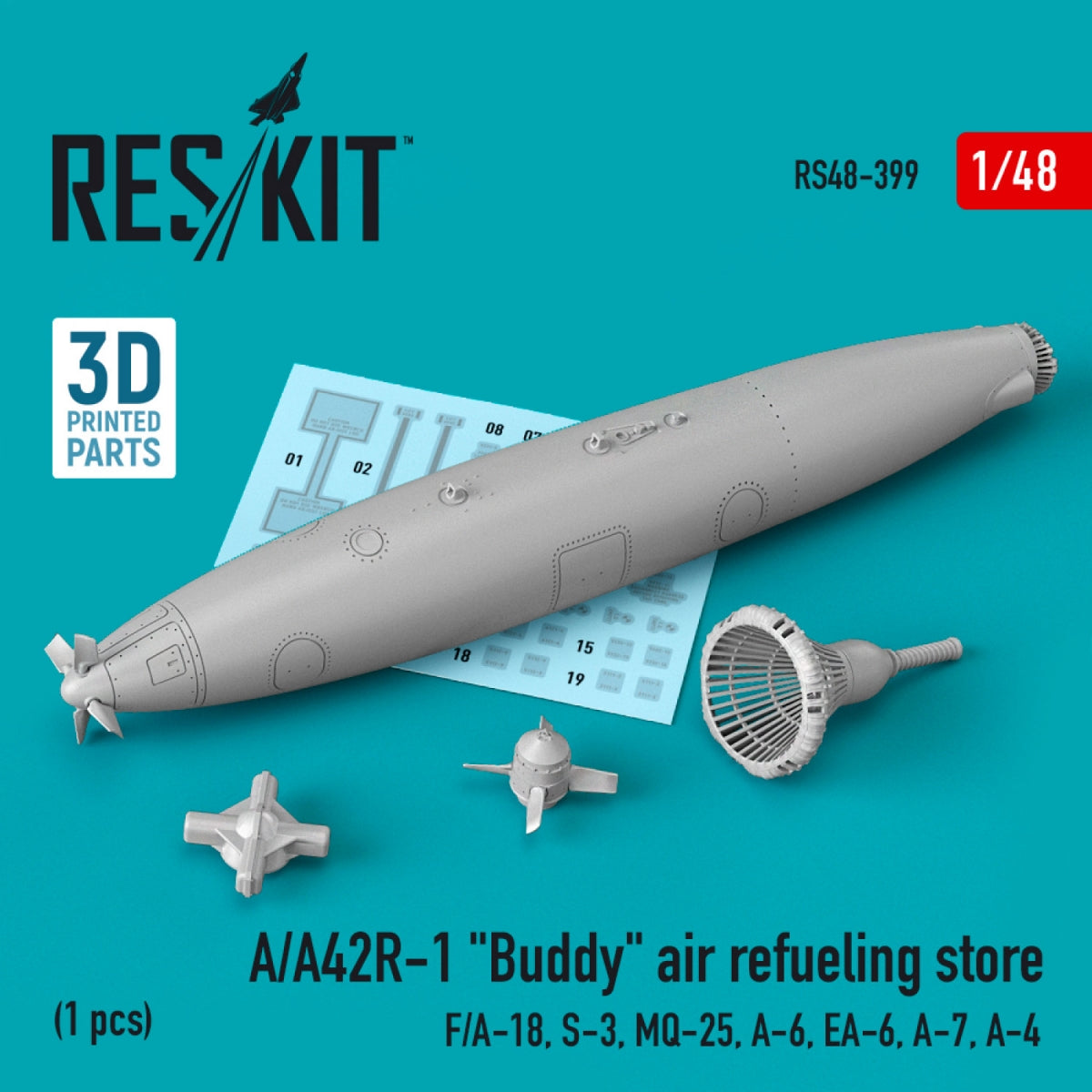 RESKIT RS48-0399 A/A42R-1 &amp;quot;BUDDY&amp;quot; AIR REFUELING STORE (1 PCS) (3D PRINTED) 1/48