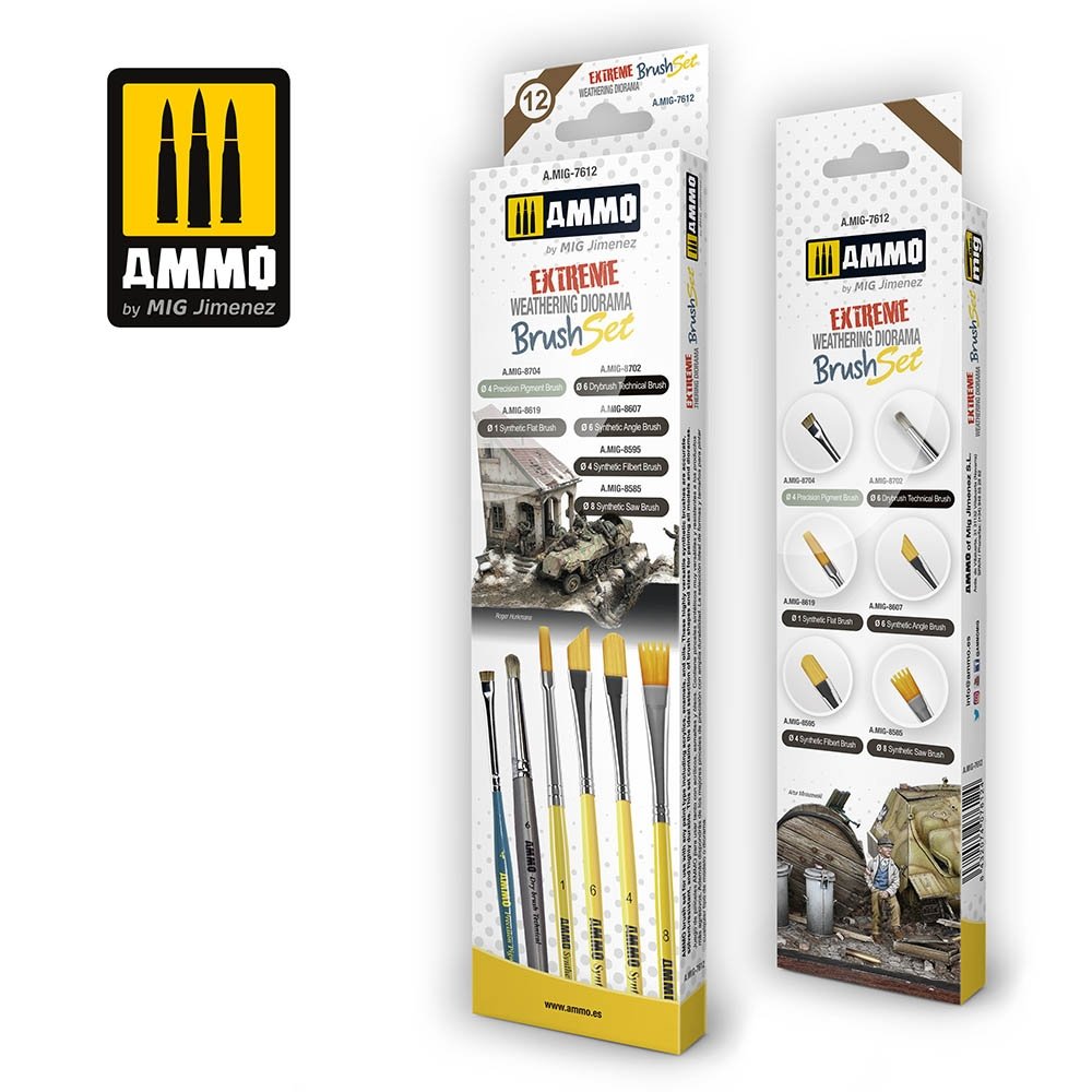 AMMO of Mig Jimenez 7612 Extreme Weathering Diorama Brush Set