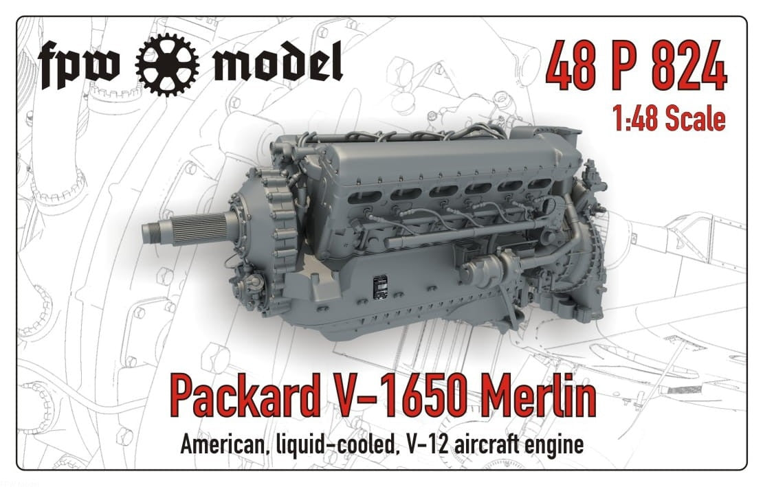 FPW Model 48P824 Packard V-1650 Merlin 1/48