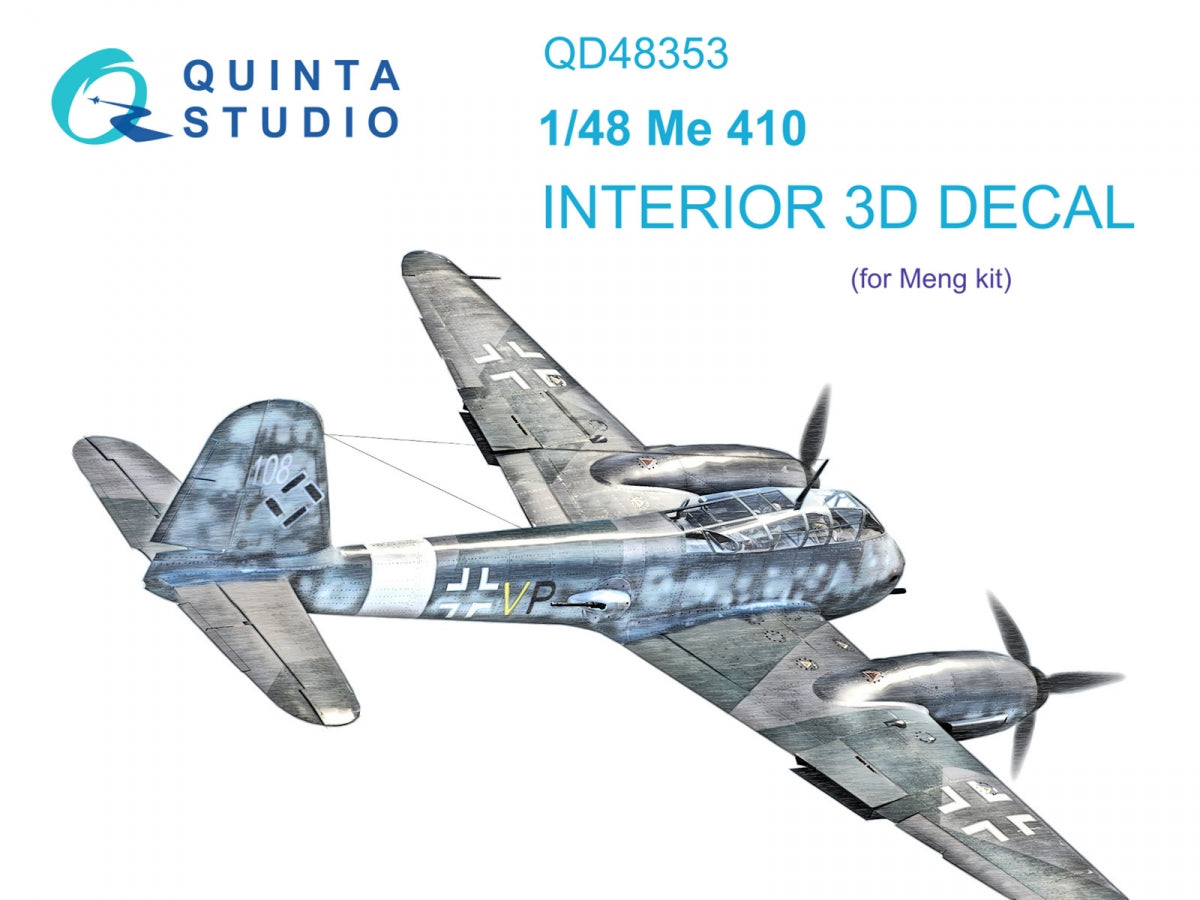 Quinta Studio QD48353 Me 410 3D-Printed &amp;amp; colored Interior on decal paper (Meng) 1/48