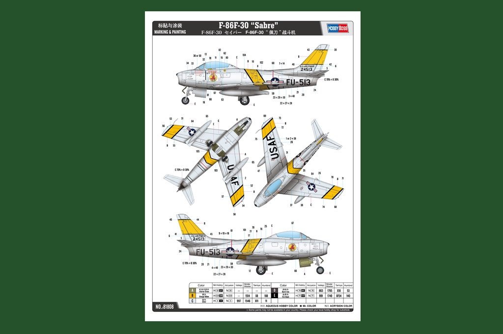 Hobby Boss 81808 F-86F-30 Saber 1/18 – image 2