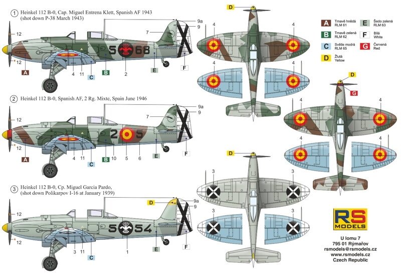 RS Models 92263 Heinkel 112B Spain WWII German Fighter 1/72 – zdjęcie 2