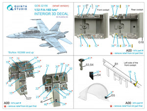 Quinta Studio QDS-32156 F/A-18D late 3D-Printed &amp;amp; colored Interior on decal paper (Academy) (Small version) 1/32 – image 12