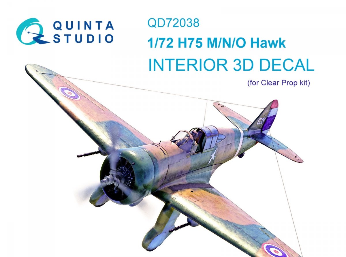 Quinta Studio QD72038 H75 M/N/O 3D-Printed &amp;amp; coloured Interior on decal paper (Clear Prop) 1/72