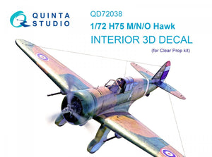Quinta Studio QD72038 H75 M/N/O 3D-Printed &amp;amp; coloured Interior on decal paper (Clear Prop) 1/72