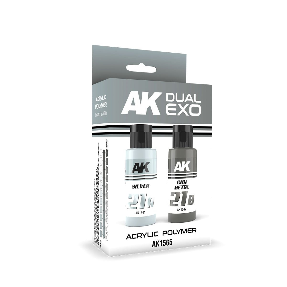 AK Interactive AK1565 DUAL EXO SET 21 – 21A SILVER & 21B GUN METAL