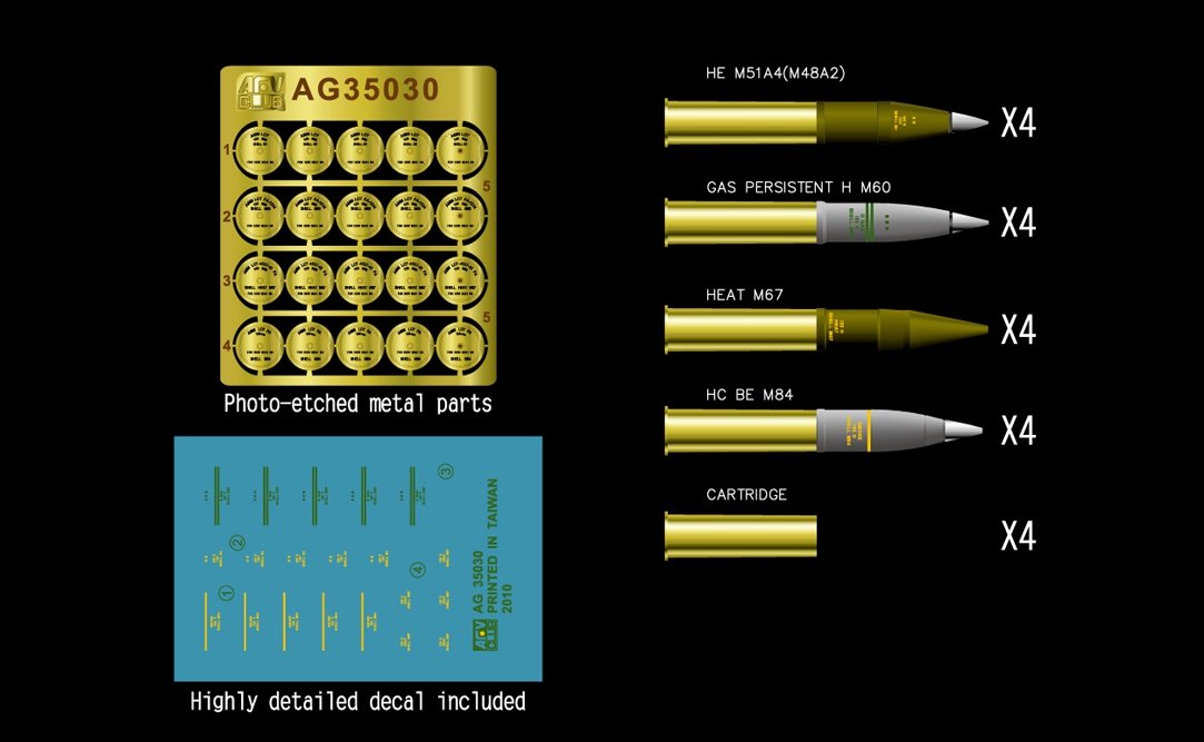 AFV Club AG35030 U.S.105mm HOWITZER AMMO SET 1/35 – zdjęcie 2