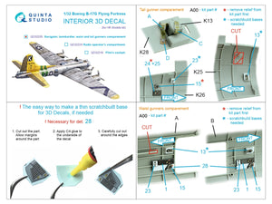 Quinta Studio QD32226 Boeing B-17G Navigator, bombardier, waist and tail gunners compartments. 3D-Printed coloured Interior (HK models) 1/32 – zdjęcie 2