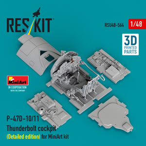 RESKIT RSU48-0564 P-47D-10/11 Thunderbolt cockpit (Detailed edition) for MiniArt kit (3D Printed) 1/48