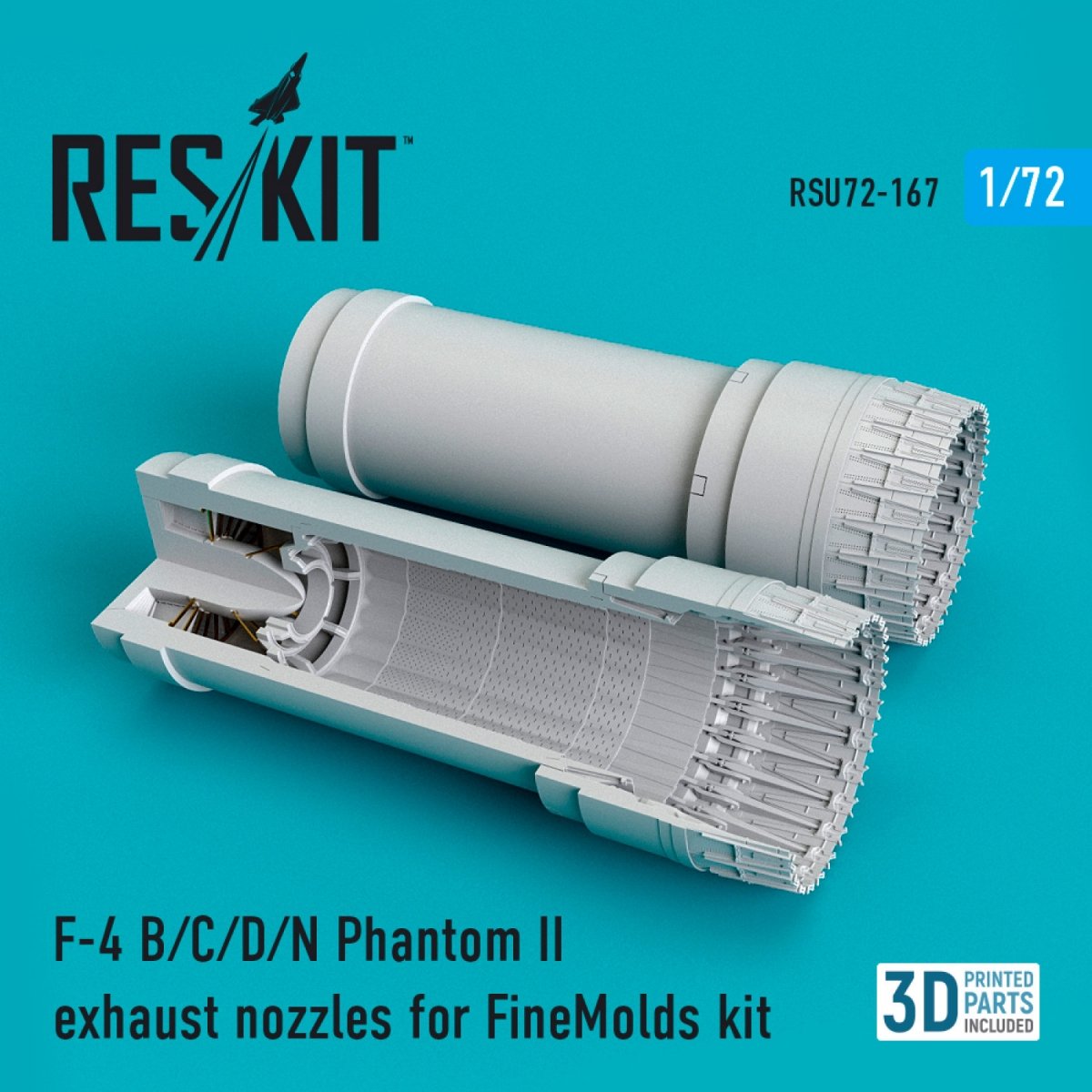 RESKIT RSU72-0167 F-4 (B,C,D,N) « PHANTOM II » TUYAUX D'ÉCHAPPEMENT POUR KIT FINEMOLDS 1/72
