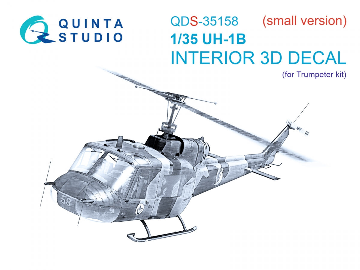 Quinta Studio QDS-35158 UH-1B 3D-Printed & coloured Interior on decal paper (Trumpeter) (Small version) 1/35