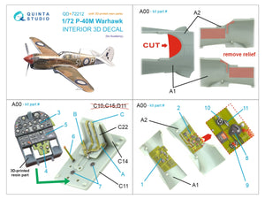Quinta Studio QD+72212 P-40M Warhawk 3D-Printed &amp;amp; coloured Interior on decal paper (Academy) (with 3D-printed resin parts) 1/72 – zdjęcie 11