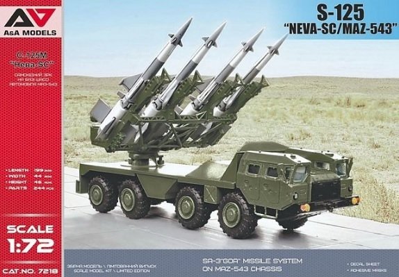 A&A Models 7218 S-125 Neva-SC on MAZ-543 1/72