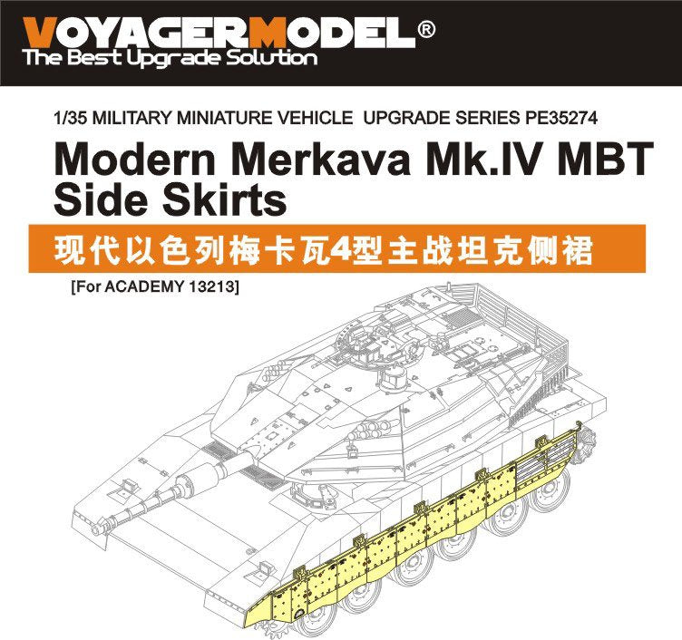 Voyager Model PE35274 Modern Merkava Mk.IV MBT Side Skirts (For ACADEMY 13213) 1/35