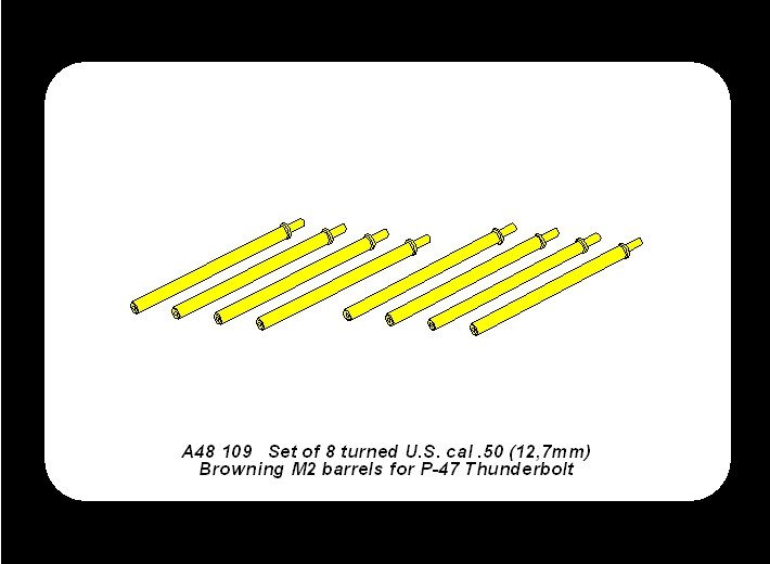 Aber A48 109 Set of 8 turned cal .50 (12.7mm) US Browning M2 barrels for P-47 Thunderbolt (1/48) – image 6