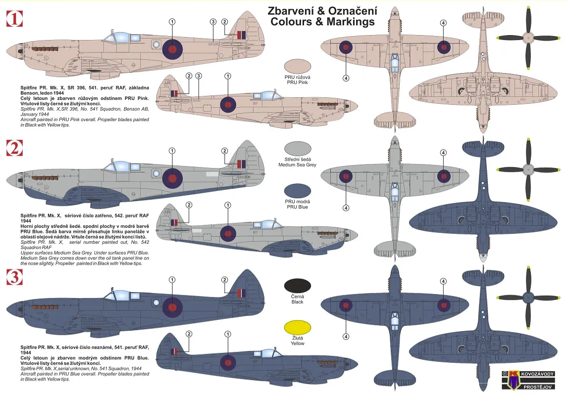 Kovozavody Prostejov KPM0290 Spitfire PR. Mk.X 1/72 – zdjęcie 2