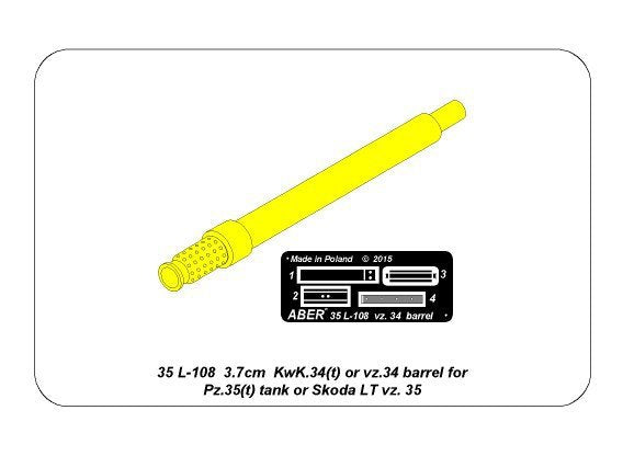 Aber 35L-108 3.7cm KwK.34(t) or vz. 34 barrel for Pz.35(t) tank (1/35) – image 13