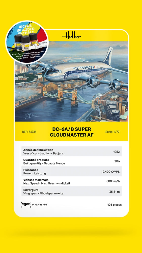 Heller 56315 DC6 Super Cloudmaster Air France - Starter Kit 1/72 – image 7