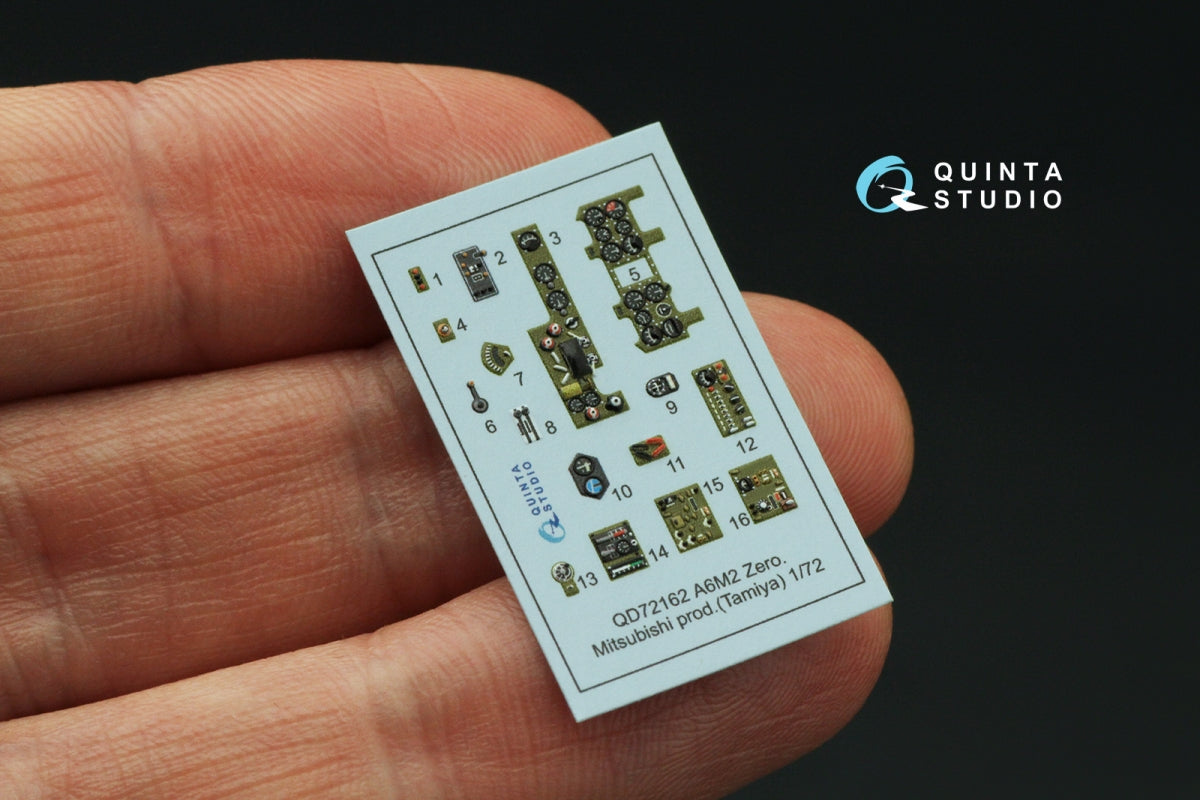 Quinta Studio QD72162 A6M2 Zero (Mitsubishi Prod.) 3D-Printed coloured Interior on decal paper (Tamiya) 1/72 – zdjęcie 4