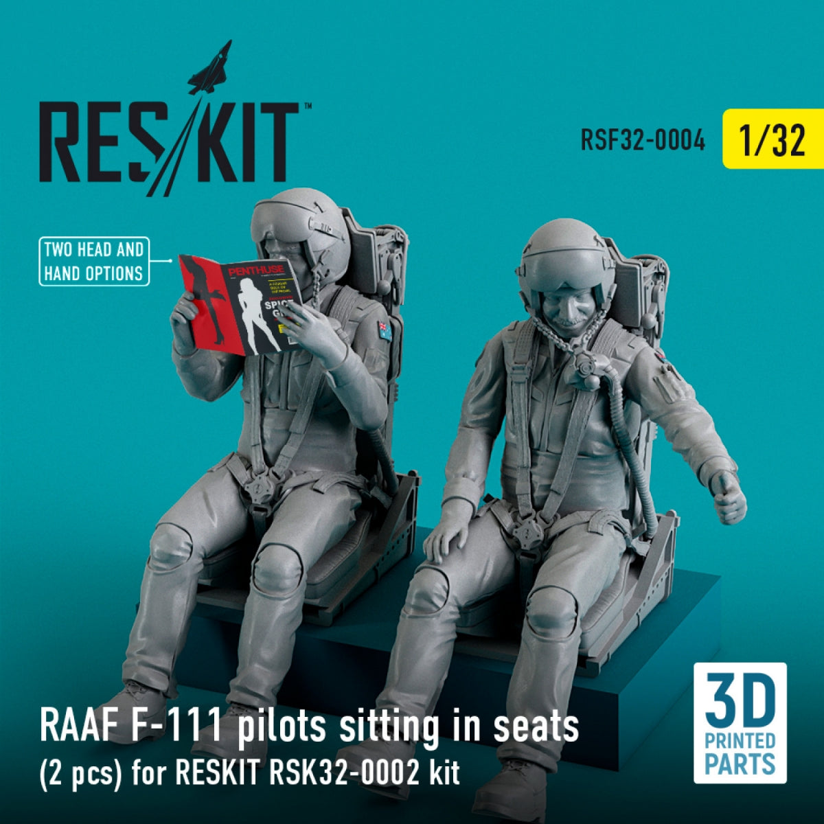 RESKIT RSF32-0004 RAAF F-111 PILOTS SITTING IN SEATS (2 PCS) FOR RESKIT RSK32-0002 KIT (3D PRINTED) 1/32 – zdjęcie 2