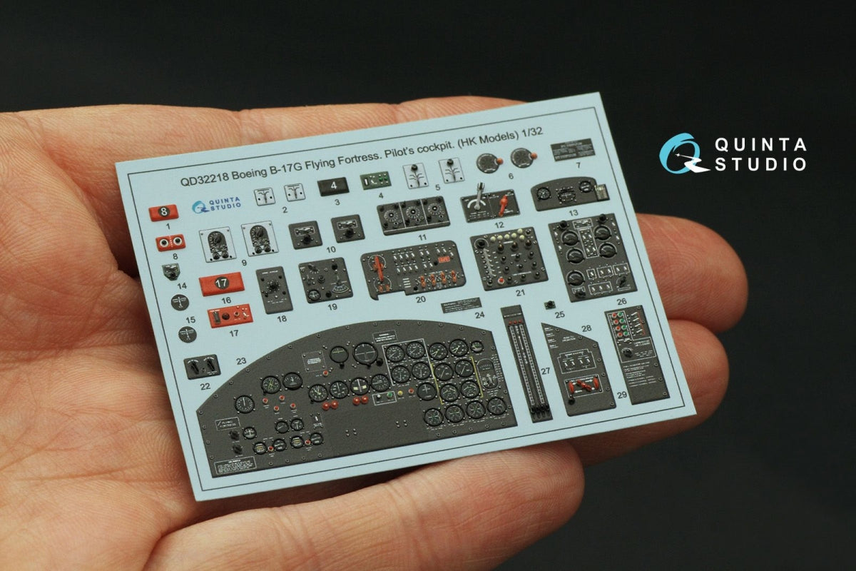 Quinta Studio QD32218 Boeing B-17G Navigator, bombardier, waist and tail gunners compartments. 3D-Printed coloured Interior (HK models) 1/32 – zdjęcie 5
