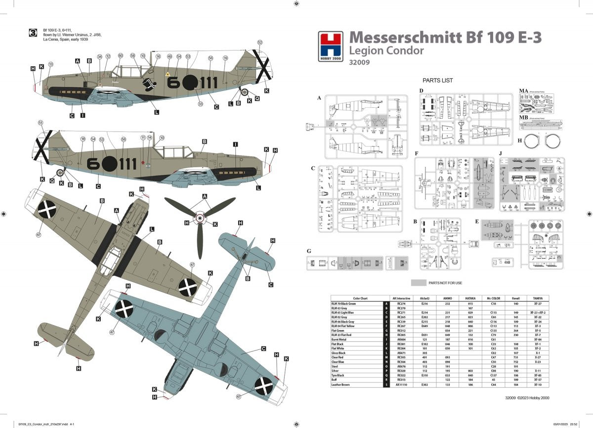 Hobby 2000 32009 Messerschmitt Bf-109 E-3 Legion Condor (DRAGON + CARTOGRAF + MASK) 1/32 – image 5