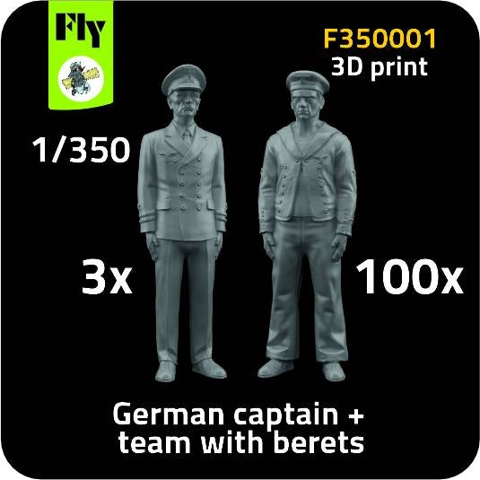 Fly F350001 3x German captain + 100x sailor figures with berets 1/350