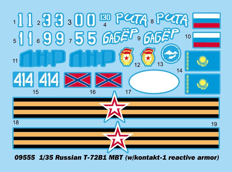 Trumpeter 09555 Char de combat principal russe T-72B1 (avec blindage réactif Kontakt-1) (1/35)  – image 3