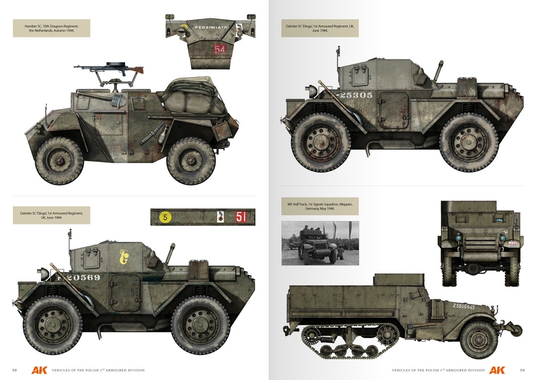 AK Interactive AK130010 VÉHICULES DE LA 1RE DIVISION BLINDÉE POLONAISE – GUIDE DES PROFILS DE CAMOUFLAGE - Anglais – image 9