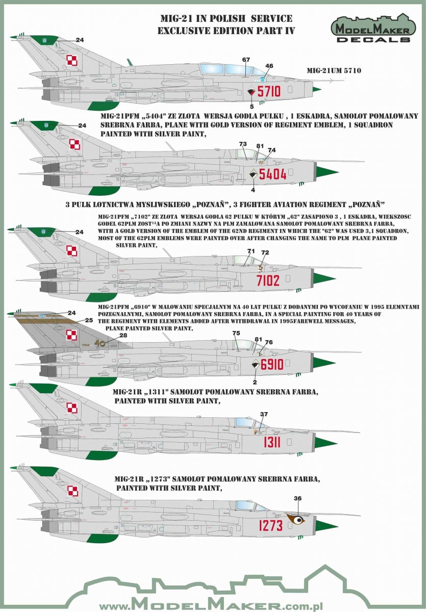 ModelMaker Decals D48153 MiG-21 in Polish service exclusive edition part IV 1/48 – zdjęcie 4