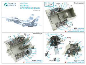 Quinta Studio QDS-32098 F-14A 3D-Printed &amp;amp; coloured Interior on decal paper ( Trumpeter ) (Small version) 1/32 – zdjęcie 2