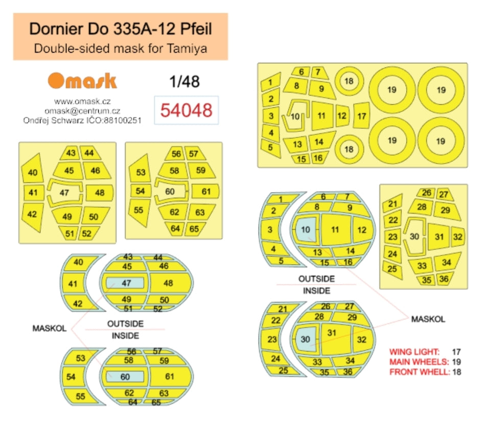 Omask 54048 Dornier Do 335A-12 Pfeil double-sided mask (for Tamiya) 1/48 – image 2