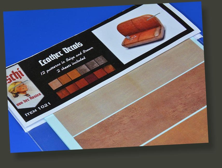 Uschi 1021 Leather Decals For 1/48, 1/32, 1/24 Kits. 2 Sheets with textures in Red/Brown, Beige/Grey – zdjęcie 2