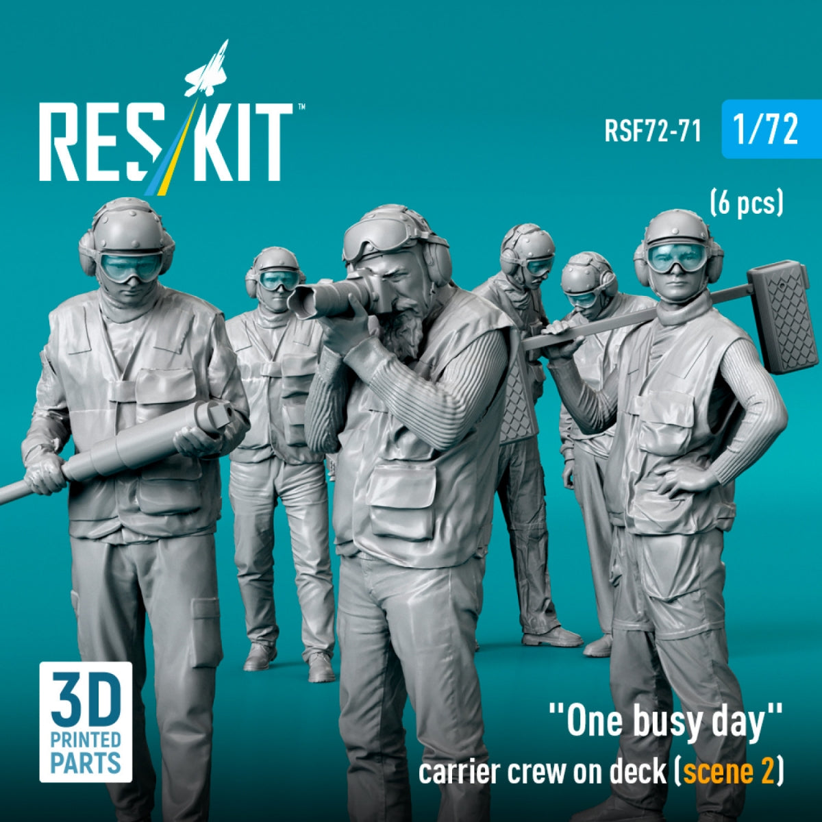 RESKIT RSF72-0071 "One busy day" carrier crew on deck (scene 2) (6 pcs) (3D Printed) 1/72