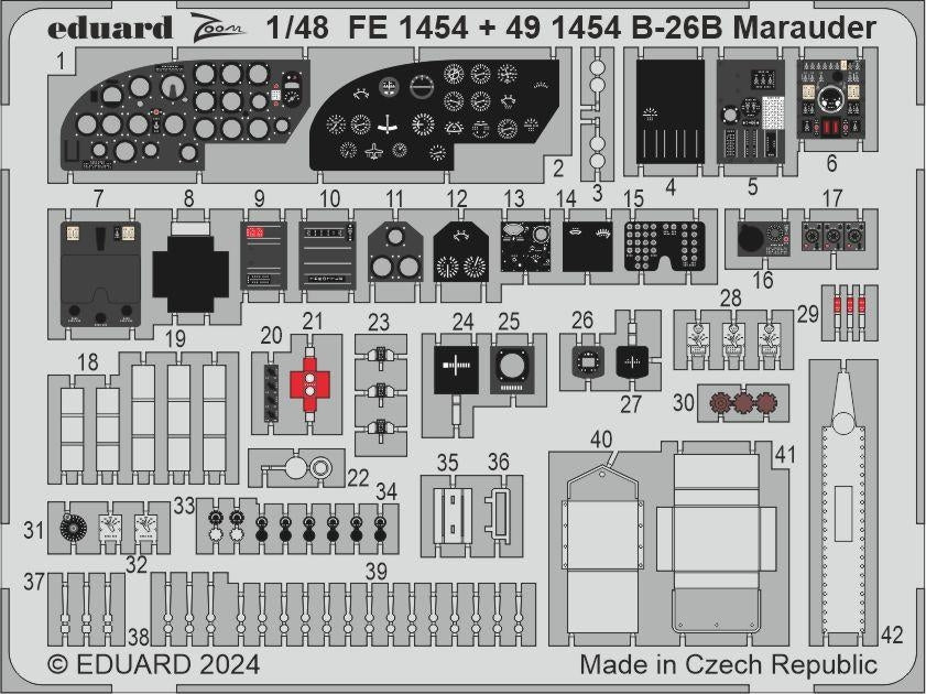 Eduard 491454 B-26B Marauder cockpit &amp;amp; nose interior ICM 1/48