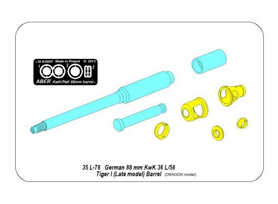 Aber 35L-078n 88mm KwK36/L56 barrel for German Tank Tiger I, Ausf. E - with late muzzle brake 1/35 – zdjęcie 7